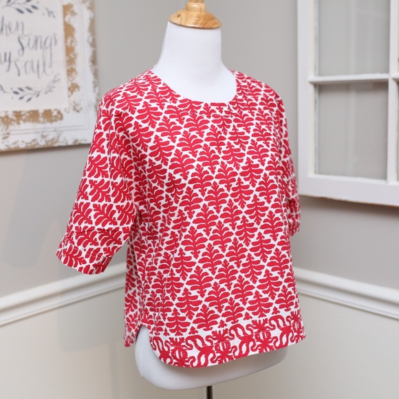 Madewell Tops - Madewell Province Red/White 3/4 Sleeve Blouse XS